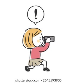 Illustration of a girl finding something.