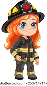 Illustration of a girl in firefighter gear