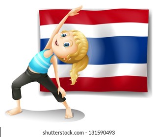 Illustration of a girl with the flag of Thailand on a white background
