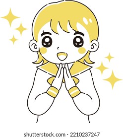 Illustration of a girl in a fluttering sailor suit