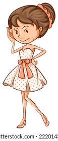 Illustration of a girl in formal dress