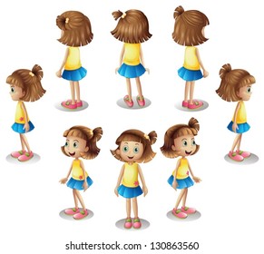 Illustration of a girl forming a circle on a white background