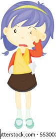 Illustration of A Girl With Fractured Hand on white background