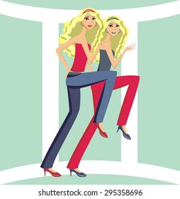 Illustration girl Gemini - Vector