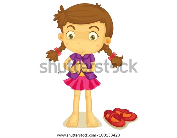 女の子が服を着る様子を描いたイラスト のベクター画像素材 ロイヤリティフリー