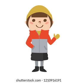 Illustration of a girl. Girls are fashioning for the autumn and cold weather in winter.
