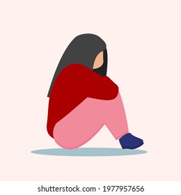 illustration of girl got depressed, sad, simple