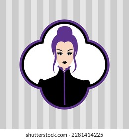 Illustration of girl in gothic style. Dark dress. Image for holiday and party.