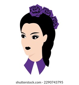 Illustration of girl in gothic style. Dark makeup. Image for holiday and party.