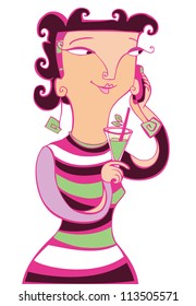 illustration of a girl with green cocktail