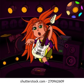 Illustration of girl with guitar