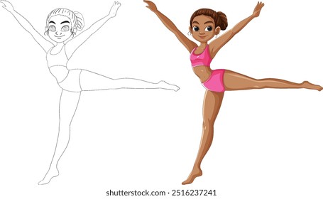 Illustration of a girl gymnast performing