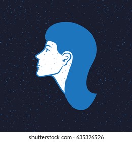 Illustration of a girl with a hairdo in profile