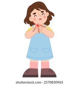 Illustration of a girl having a sore throat