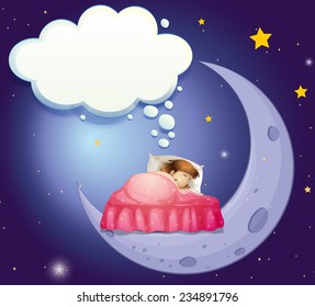 Illustration of a girl having a sweet dream in bed