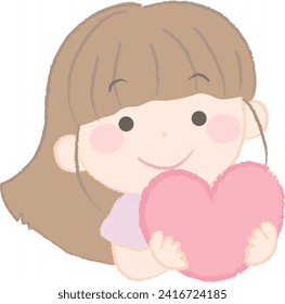 Illustration of a girl with a heart 1-2