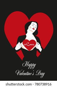 illustration of a girl \ heart \ Valentine's day