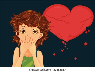 illustration of a girl with hearts