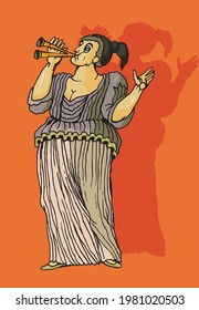 illustration of a girl with her musical instrument