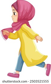 Illustration of a girl in a hijab running