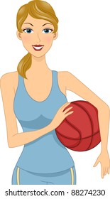 Illustration of a Girl Holding a Basketball