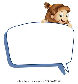illustration of girl holding callout picture on a white