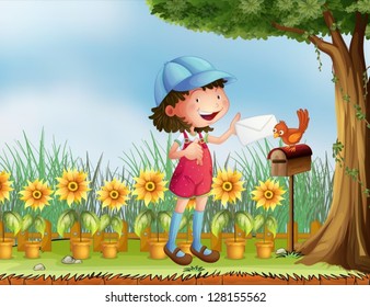 Illustration of a girl holding an envelope