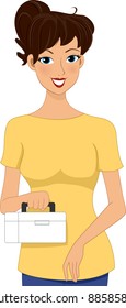 Illustration of a Girl Holding a First Aid Kit