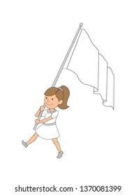 Illustration of girl holding flag
