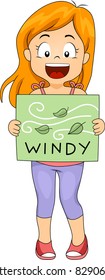 Illustration of a Girl Holding a Flashcard