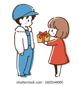 
Illustration of a girl holding a heart that conveys her thoughts on Valentine's Day
