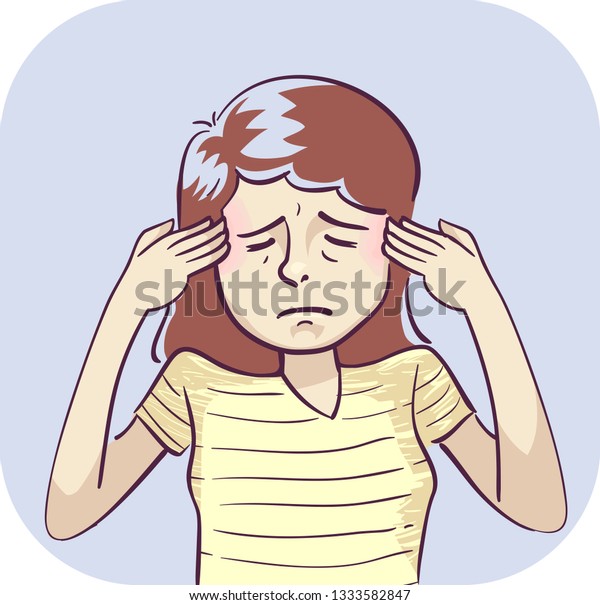Illustration Girl Holding Her Forehead Pain Stock Vector (Royalty Free ...