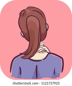 Illustration of a Girl Holding and Massaging Her Neck Due to Stiff Neck