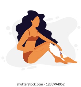 Illustration of a Girl Holding a Razor Shaving Hair Off Her Legs
