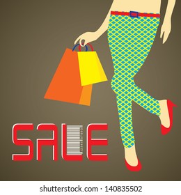 Illustration of a girl holding shopping bags