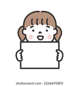 Illustration of a girl holding a white paper