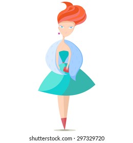 illustration of a girl in holiday dress