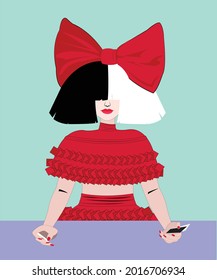 Illustration of a girl inspired by Sia style