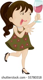 Illustration of A Girl With a Juiceglass on white background