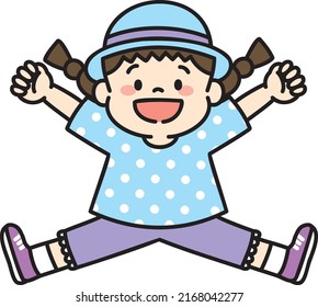 Illustration of girl jumping in air with joy