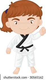 illustration of girl in karate gear