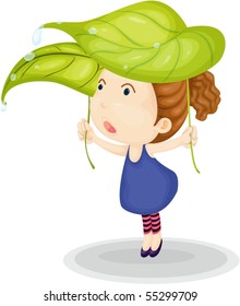 Illustration of A Girl With Leaves on white background