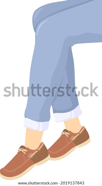 Illustration Girl Legs Feet Wearing Jeans Stock Vector (Royalty Free ...