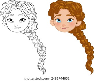 Illustration of a girl with a long braid
