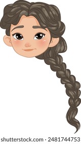 Illustration of a girl with long braided hair