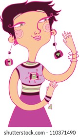 illustration of a girl with long earrings