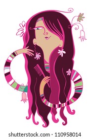 illustration of a girl with a long hair