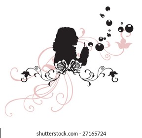 Illustration of a girl making bubbles