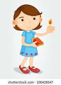 Illustration of a girl with matches