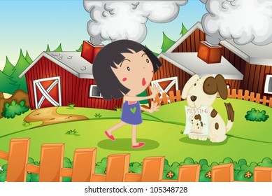 Illustration of girl and missing dog